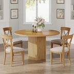 47-Inch Round MDF Dining Table with Hexagonal Pedestal - Seats 4