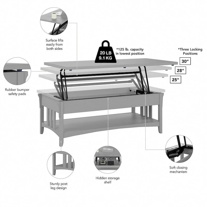 Lift Top Coffee Table Desk with Storage