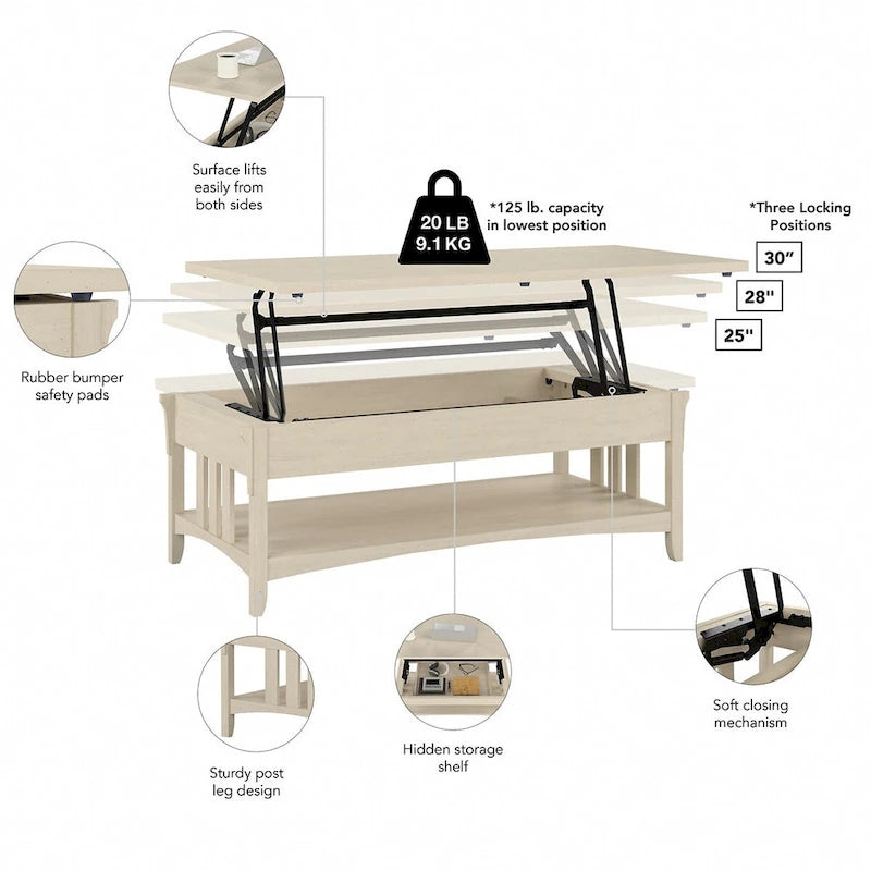 Lift Top Coffee Table Desk with Storage